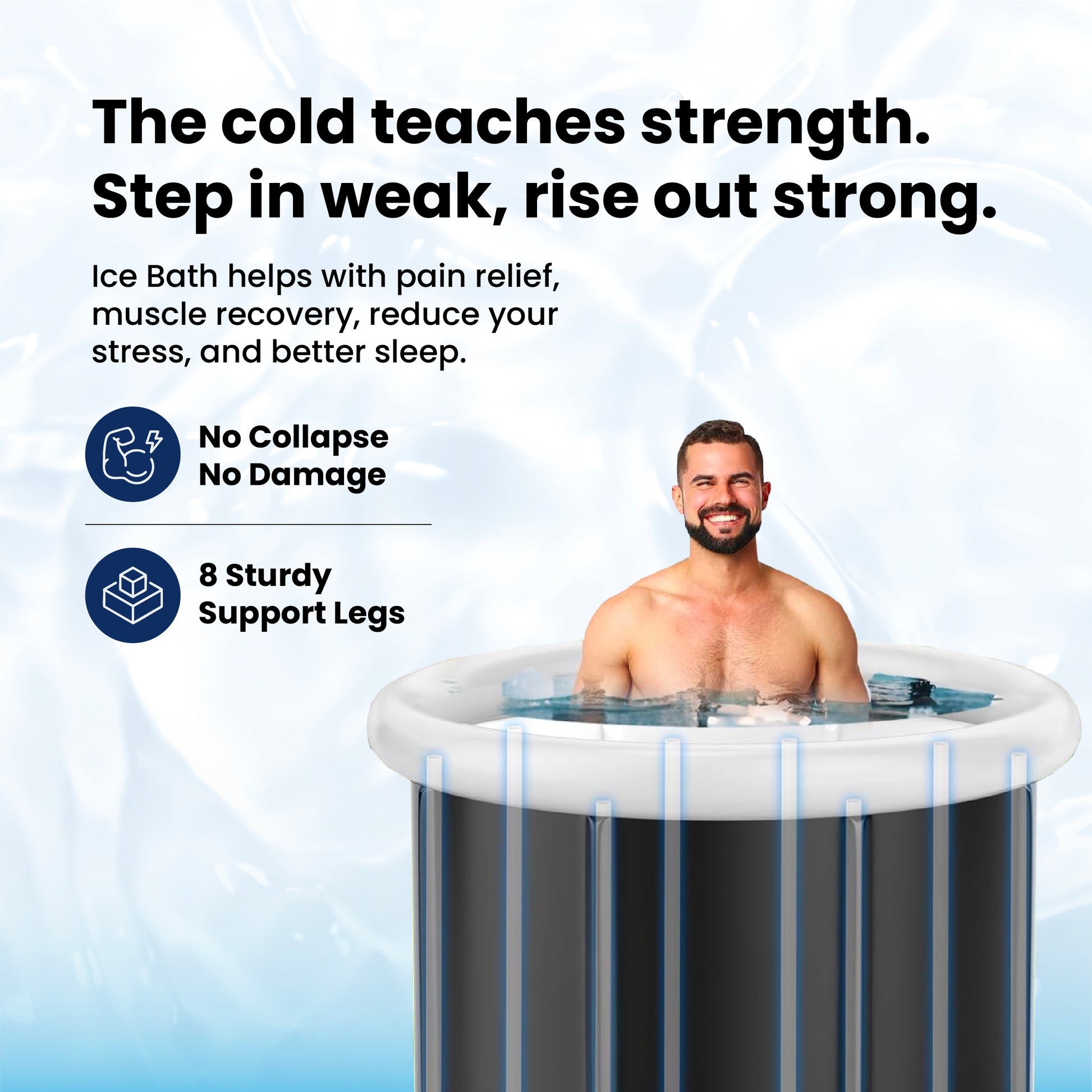 Frezion XL Ice Bath Tub – 110 Gal Insulated Cold Plunge with Cover | Premium Foldable Recovery Pod for Athletes & Wellness, Home & Outdoor Use (Black)